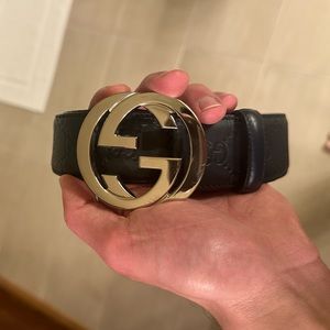 Authentic Gucci Monogram Navy Belt 95cm/38inch - image 1